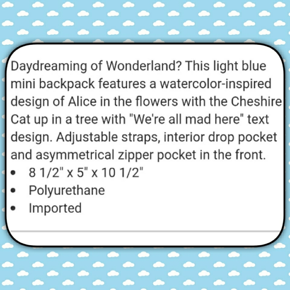 Loungefly Disney Alice In Wonderland Mini Backpack - Picture 11 of 11